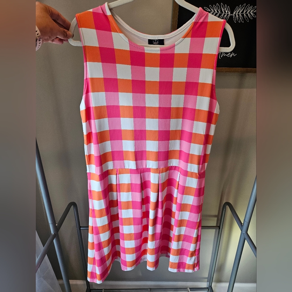 Sailor-Sailor Boardwalk Dress Pink and Orange Checkered Size XL